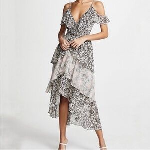 MISA Los Angeles Idalia Tiered Ruffle Midi Dress